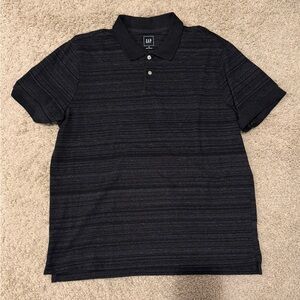 GAP Men's Dark Gray Striped Polo